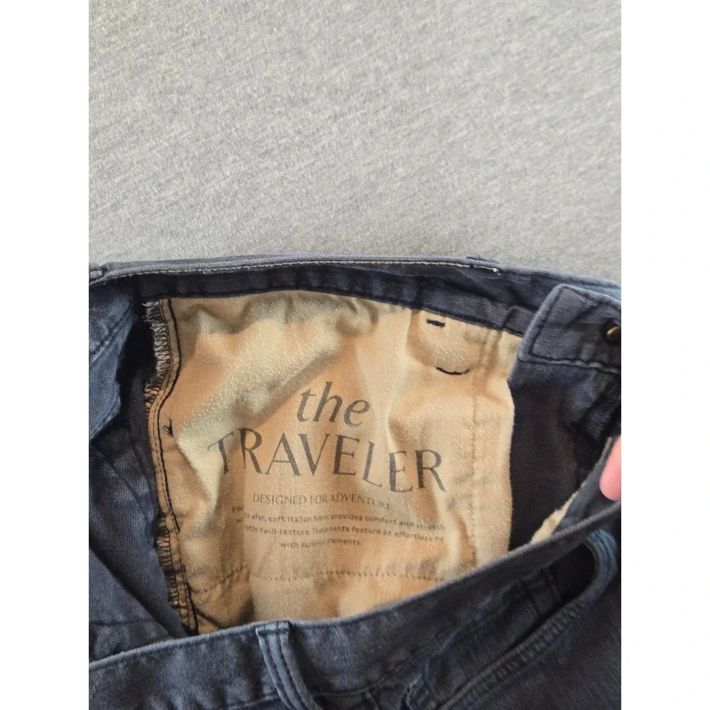 Banana Republic Traveler Pants Mens 31x31 Dark Navy Slim Linen Cotton Chinos